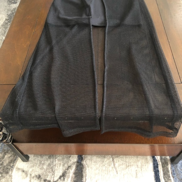 Next Up black slinky knit dress with long netting very sexy skinny straps size 6 - Picture 4 of 7